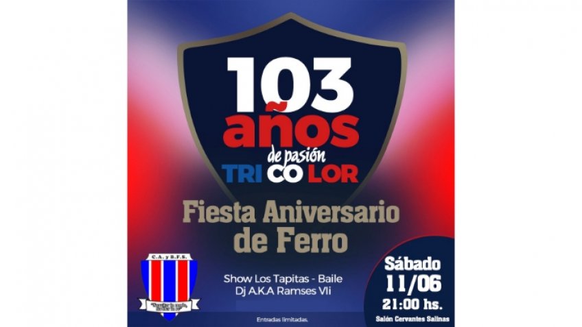 Últimas entradas disponibles para la Fiesta Aniversario de Ferro
